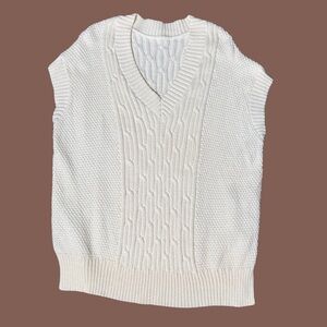 Cream Cable Knit Sweater Vest